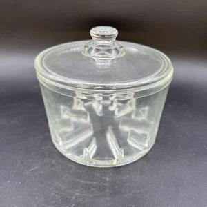 Contenedor de vidrio pesado de almacenamiento conservador de queso sanitario de colección de los años 30 sin marcas - Imagen 1 de 7