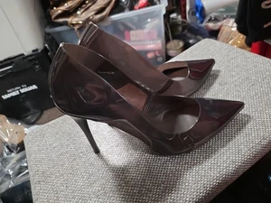 Aldo Sculpt Clear Size 9 Dark Brown Heels Pumps New - Picture 1 of 7