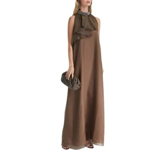 Fabiana Filippi brown silk maxi dress Retails $1900 Rare - Picture 1 of 16