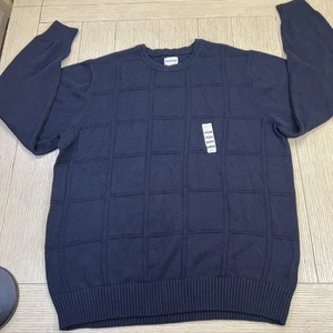Haggar Pullover Herren XLT dunkelblau Rundhals Struktur Gitter Strickpullover gerippt - Bild 1 von 7