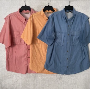 Rugged Earth Mens Button Shirt Lot 3 Solid Multicolor L M Cotton Blend Collar - Picture 1 of 19
