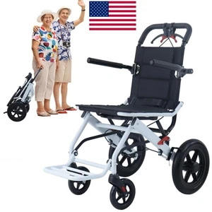 Foldable Lightweight Portable Transport Wheelchair Travel Wheelchair All Terrain - Picture 1 of 7