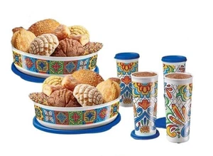 Tupperware Talavera Collection 16 oz Tumblers w/ Seals + 2 x 10cup Canisters New - Picture 1 of 7