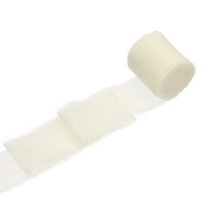 Cinta de gasa de 1 rollo, cinta de seda de 1,5 pulgadas x 5 yardas, blanco crema Foto 1 de 4