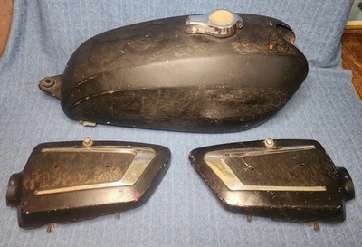 COOL VTG 1972 Yamaha XS2/XS650 Fuel Tank & Side Covers CUSTOM Lace Paint - Image 1 of 4