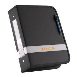 Raccoglitore ad anelli a 3 anelli con cerniera, raccoglitore ad anelli rotondo ignifugo da 2 pollici con 2 interni... - Foto 1 di 9