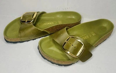 Sandalias Birkenstock Madrid Hebilla Grande Verde Oliva Cuero Aceitado Para Mujer 38 EE. UU. Foto 1 de 4