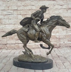 Frederic Remington Western Cowboy Horse Rodeo BRONZE Sculpture Figurine Artwork - Picture 1 of 10