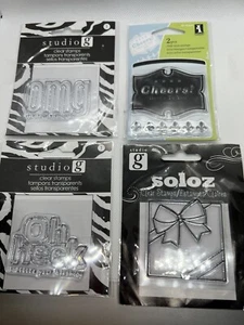 Lot of 3 Studio G and 1 Inkadinkado Cling Clear Rubber Stamp - Picture 1 of 10