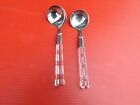 Vintage Pair Of Sause Spoons Stainless With Plexiglas Handles