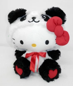Sanrio Hello Kitty Panda Suit Plush • Costume 12" Seated Stuffed Toy Hearts New - Picture 1 of 12