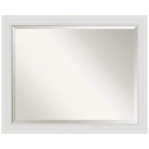 Amanti Art Beveled Glass Casual Mirror 26" H x 32" W Rectangle Flair Soft White - Picture 1 of 8