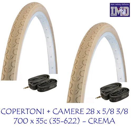 2 COPERTONI + CAMERE D'ARIA da 28 1 5/8 3/8 CREMA VINTAGE CITY BIKE BICI UOMO  - Immagine 1 di 1
