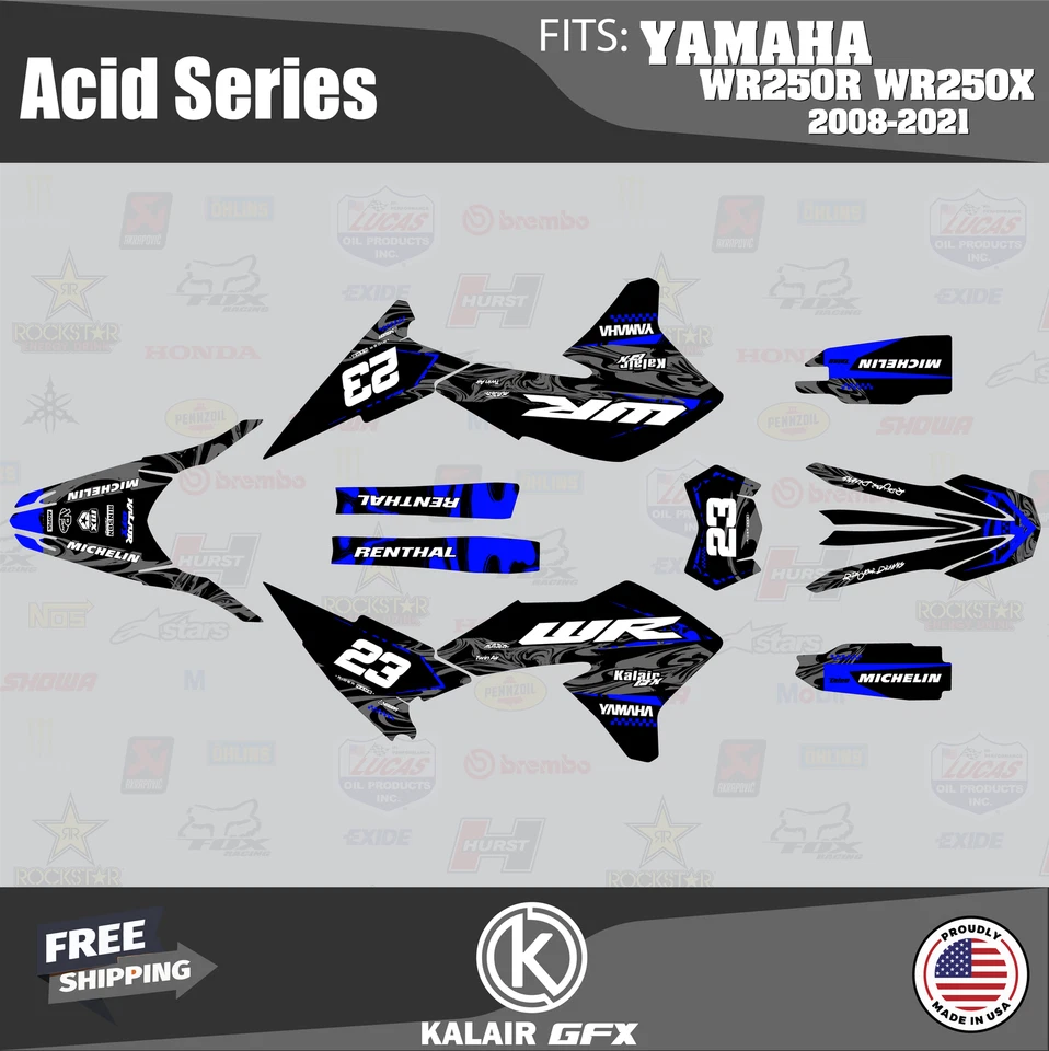 Kit Gráficos para YAMAHA WR250X WR250R (2008-2021) Ácido - AZUL Foto 1 de 4