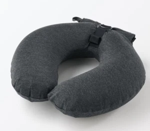 New Muji Soft Portable Inflatable Neck Cushion Dark grey 34 x 33 cm - Picture 1 of 6