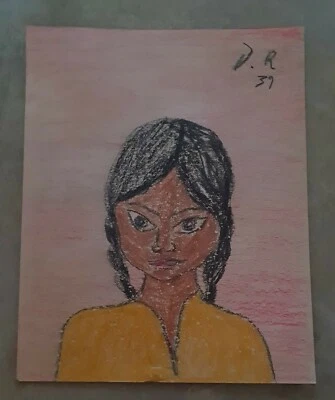 "DIEGO RIVERA -MUJERCITA-13,5" X 11"" COLOR CRAYÓN SOBRE CARTÓN PINTURA" Foto 1 de 4