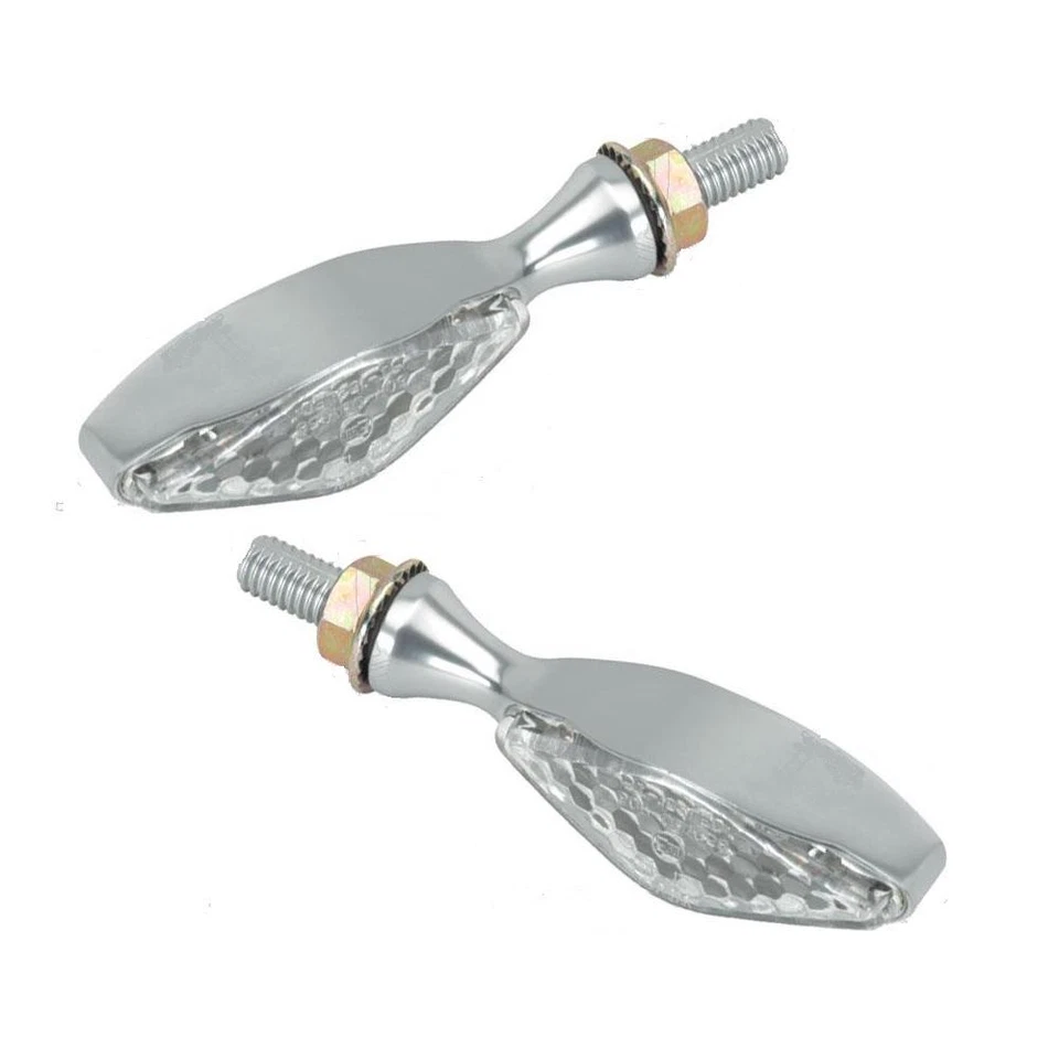 AM.9105 coppia frecce moto indicatori argentate metallo LED HORUS omologate - Immagine 1 di 1