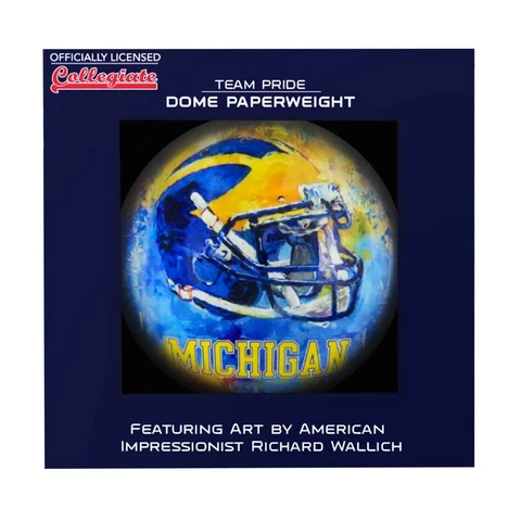 Michigan Wolverines Glass Domed Paperweight [NEW] NCAA Desk Office Paper Weight Cover