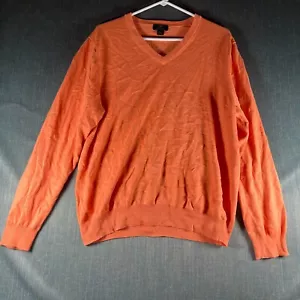 Brooks Brothers 346 Mens Sweater Orange Long Sleeve V Neck Size L Supima Cotton - Picture 1 of 10