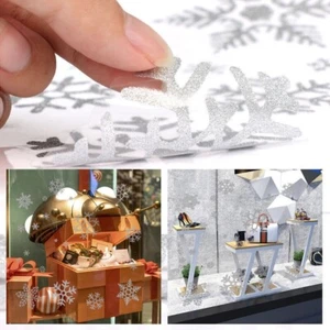 Adesivi natalizi rimovibili glitter fiocchi di neve finestra negozio natale fai da te decorazione - Foto 1 di 13