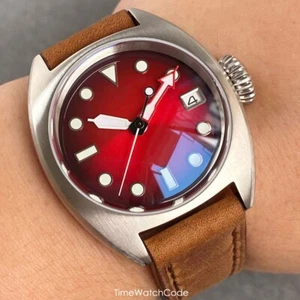 Retro Automatic Men's Watch NH35 Gradient Red AR Sapphire Waterproof Swim 36mm - Picture 1 of 7
