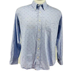 Charleston Threads Mens Sz L Button Down Blue Pink Anchor Print Nautical Long - Picture 1 of 8