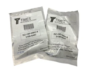 (SET 2) Times Microonde EZ-195-NMH-X 3190-6497 Tipo N Connettore Maschio per LMR-195 - Foto 1 di 4
