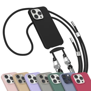 EAZY CASE Hülle mit Band für iPhone 15 Pro Handyhülle Kette Karabiner Silikon - Zdjęcie 1 z 15