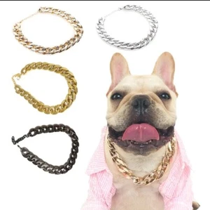 Gold Pet Choke Chain Necklace Collar Cat Dog French Bulldog Puppy Teddy - Picture 1 of 5