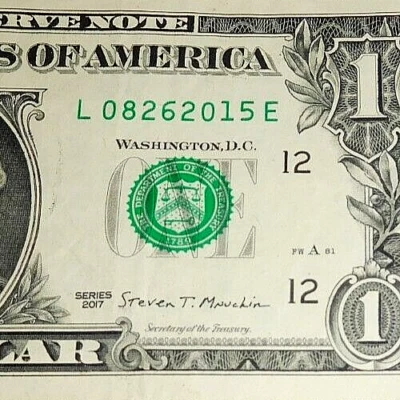 Birthday Note 08262015 Fancy Serial # Anniversary 8-26-15 August 26 2015 $1 2017 - Image 1 of 3