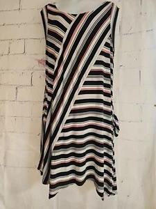 Cato Multicolor Stripe Shift Dress Plus 22W/24W Cap Sleeve Round Neck Jersey - Picture 1 of 11