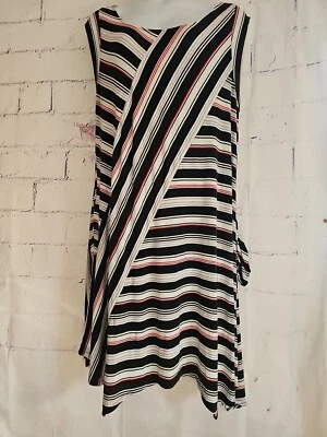 Cato Multicolor Stripe Shift Dress Plus 22W/24W Cap Sleeve Round Neck Jersey - Image 1 of 4