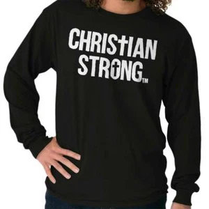 Christian Strong Religious Faith Cross Logo Long Sleeve Tshirt for Men or Women - Picture 1 of 11