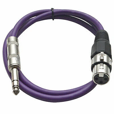 Cable de conexión SEISMIC AUDIO púrpura 1/4" TRS XLR hembra 2' Foto 1 de 4