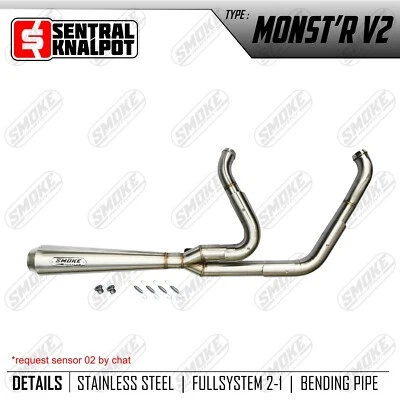1999-2022 Harley Davidson Sportster 48 Iron 1200 883 Custom Exhaust Pipe 2-1 Fit - Image 1 of 4