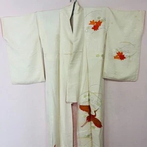 Vintage Kimono Yukata Women's Crane White Elegant Glamorous Elegance Pretty0616 - Picture 1 of 22