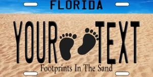 FLORIDA Personalized Custom License Plate Tag for Auto Foot Prints In The Sand - Imagen 1 de 1