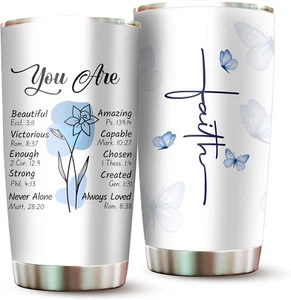 Christian Faith Tumblers for Women - Stainless Steel 20oz-White, Spiritual,,, - Picture 1 of 12