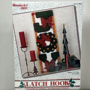 Caron Latch Hook Kit JOY Christmas Hanging Banner Wreath Poinsettia Wonderart - Picture 1 of 4