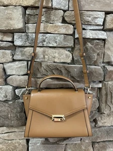 MICHAEL KORS WHITNEY CAMEL BROWN TOP HANDLE SATCHEL SHOULDER BAG HANDBAG - Picture 1 of 15