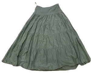 Maxi Falda Granate Hill Talla 04 Niveles Volantes Cremallera Verde Boho Cottage Campesino - Imagen 1 de 6