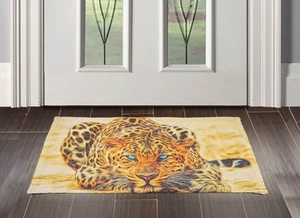 Tiger Printed 2x3 Braided 100% Polyester Mat Modern Area Rug Multi Color - Picture 1 of 4