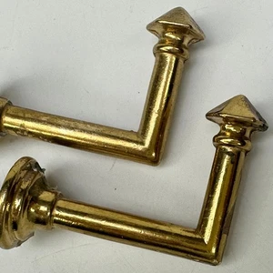 Vintage French Matching Pair of Small Pointed Metal Curtain Tieback Hooks - Picture 1 of 20