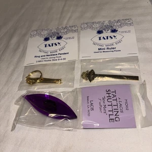 Sabroso Tatting Vintage Tono Dorado Mini Regla y Anillo y Collar Colgante - Imagen 1 de 5