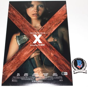 MIA GOTH SIGNED 'X' PEARL 12x18 MOVIE POSTER HORROR AUTOGRAPH BECKETT BAS COA - Picture 1 of 4