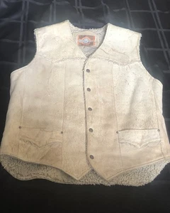 VTG Pioneer Wear Vest Mens 44 Long  Suede Tan Brown Sherpa Lined Cowboy (READ) - Picture 1 of 14