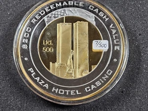 🌟 2003 PLAZA Hotel Casino 12 oz .999 Silver $200 Strike TWIN TOWERS ROUND RARE - Picture 1 of 6