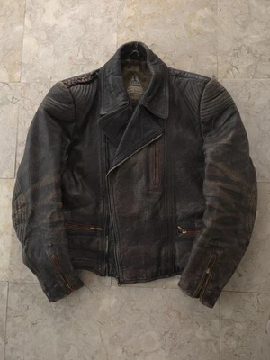 Vintage 1940s Aero German Luftwaffe Style Leather Motorcycle Jacket Black Red M - Image 1 of 4