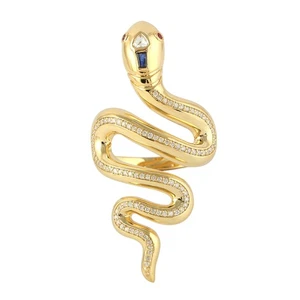 Anillo serpiente viernes negro mujer oro 14k diamante zafiro azul rubí piedra... - Imagen 1 de 6