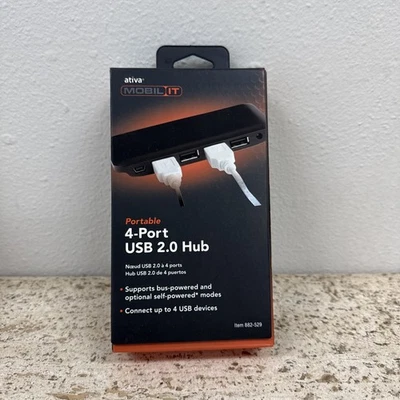 ATIVA MOBIL IT USB 2.0 4-PORT HUB ITEM # 882-529 *NEW - Image 1 of 4